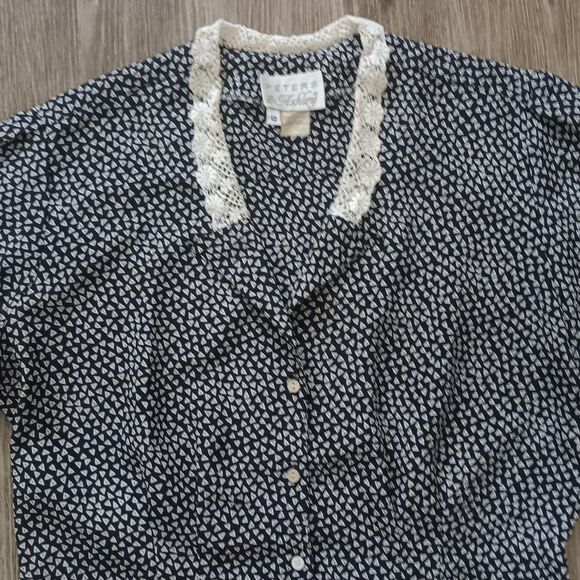 Vintage Peters & Ashley button up womens 12 floral lace collar grannycore 1950s - Picture 3 of 8
